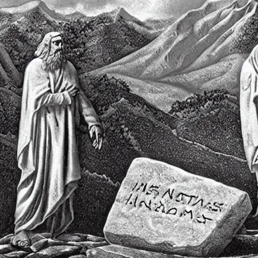 Prompt: the ten commandments stone tablets