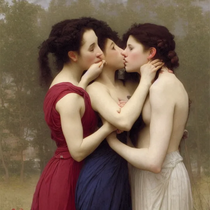 Image similar to jodie comer and sandra oh kiss by william - adolphe bouguereau