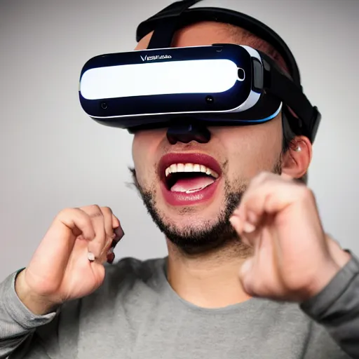 Image similar to the next - gen vr headset, product placement, professional photo