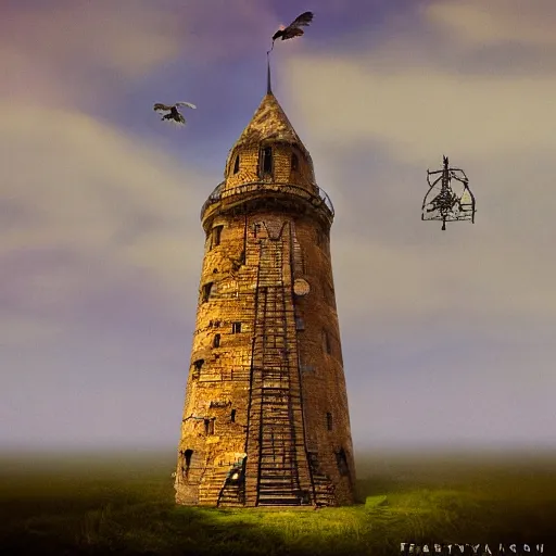 Image similar to a tower on the edge of forever, fantasy