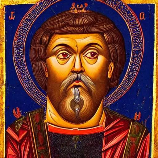 Image similar to A detailed portrait of Jack Black, 7th century byzantine iconography, historical