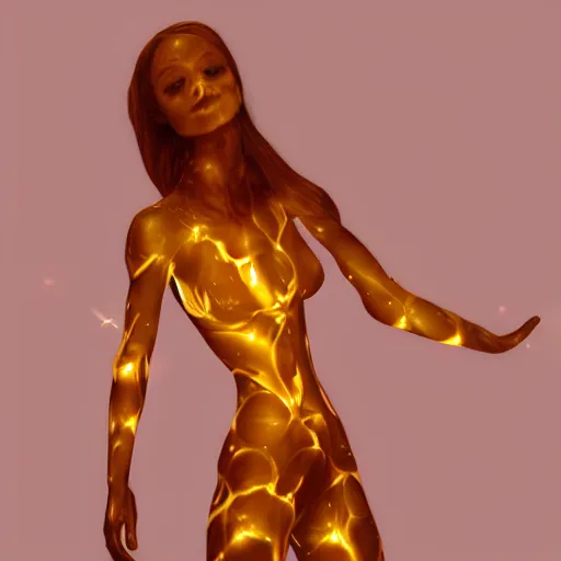 Image similar to beautiful render female made from honey, light through her body