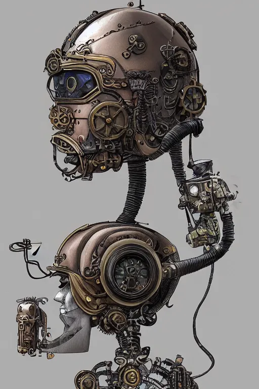 Image similar to steampunk helmet fantasy art mask robot ninja stylized digital illustration sharp focus, elegant intricate digital painting artstation concept art global illumination ray tracing advanced technology chaykin howard and campionpascale and cooke darwyn and davis jack