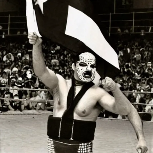 Prompt: saddam hussein as a mexican luchador