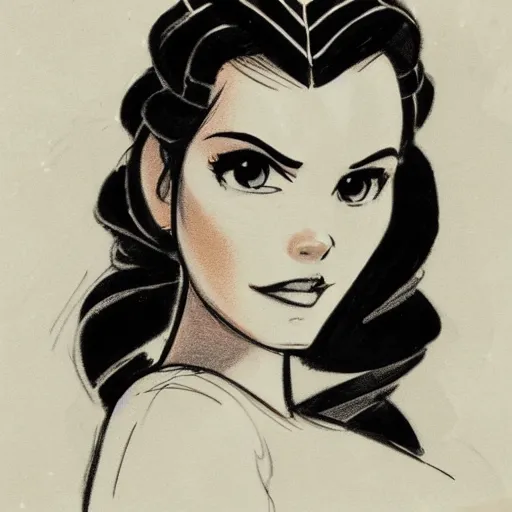 Image similar to milt kahl sketch of victoria justice as princess padme in star wars episode 3