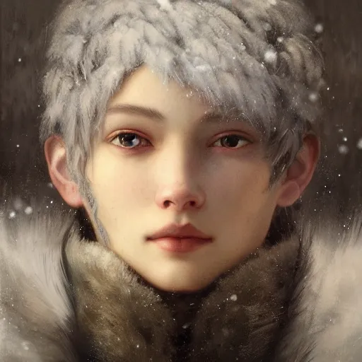 Image similar to winter, masterpiece by Edgar Maxence and Ross Tran and Michael Whelan, 8k, octane render