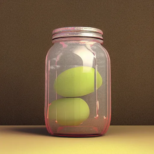 Prompt: 3d render of warfare trapped in a mason jar, octane render, cool vibrant tones, fantasy style
