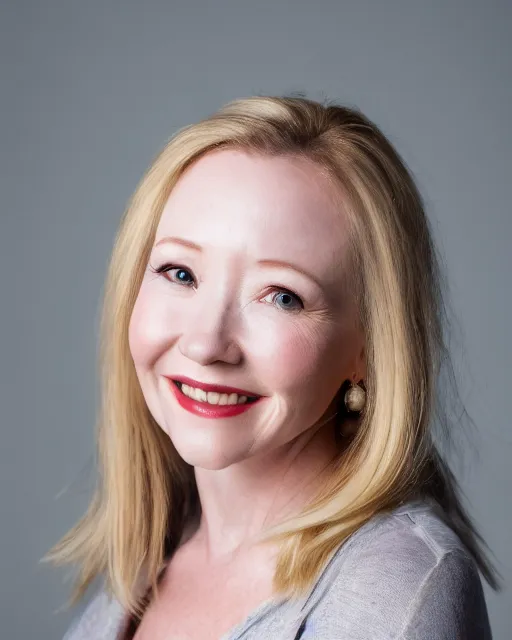 Prompt: headshot of beautiful 2 5 year old actress anne heche, studio lighting, 8 k, photo shoot, 9 inch kershaw soft focus lens f / 5. 6, bokeh