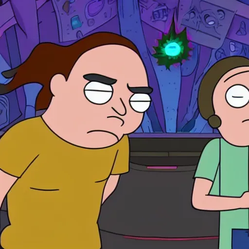 Prompt: jack black and rick and morty