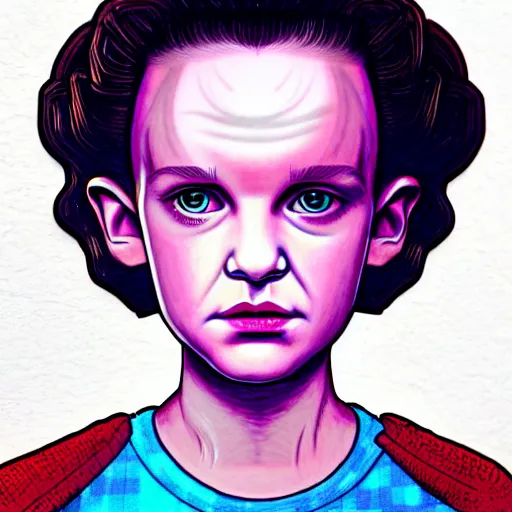 Image similar to portrait of beautiful eleven from stranger things by tara mcpherson, detailed, dress, background details