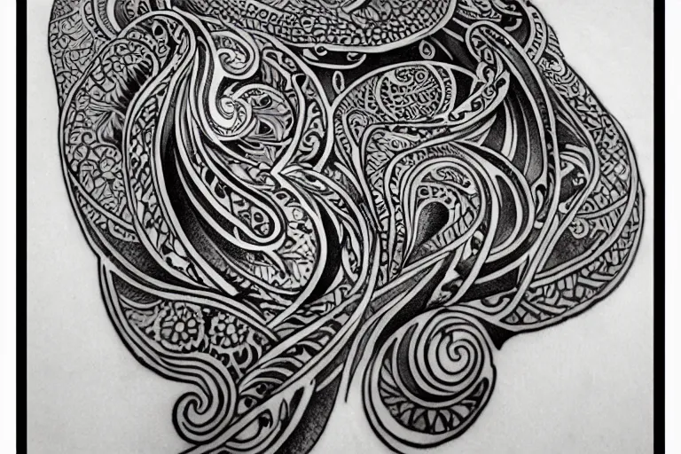 Image similar to tattoo black and white artistic henna pattern organic art nouveau highly detailed 4 k asymmetrical