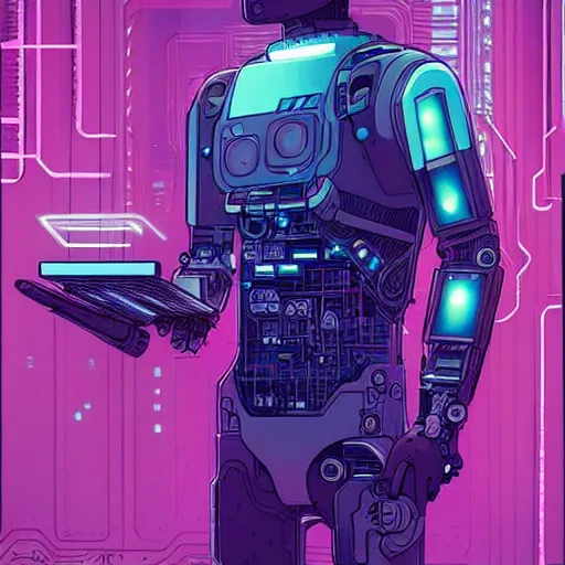 Image similar to a portrait of a cybernetic hacker, cyberpunk concept art by josan gonzales and moebius,