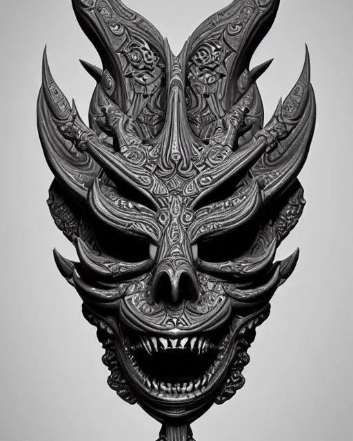 Image similar to 3 d ornate carved satan with tattoos profile portrait, sigma 5 0 0 mm f / 5. beautiful intricate highly detailed quetzalcoatl skull. bioluminescent, plasma, lava, ice, water, wind, creature, thunderstorm! artwork by tooth wu and wlop and beeple and greg rutkowski, 8 k trending on artstation