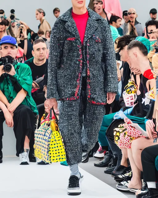 Image similar to hyperrealistic and heavy detailed 2321s balenciaga runway show of Super Mario Bros , Leica SL2 50mm, vivid color, high quality, high textured