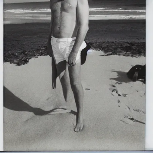 Image similar to donald trump at the beach, polaroid photo