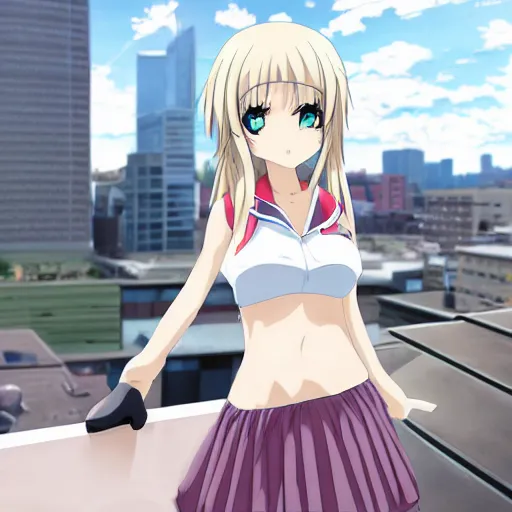 Image similar to anime girl on rooftop, yoasobi