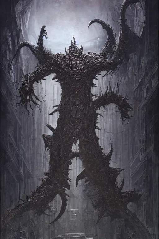 Prompt: portrait of barack obama by hr giger, greg rutkowski, luis royo and wayne barlowe as a diablo, resident evil, dark souls, bloodborne monster