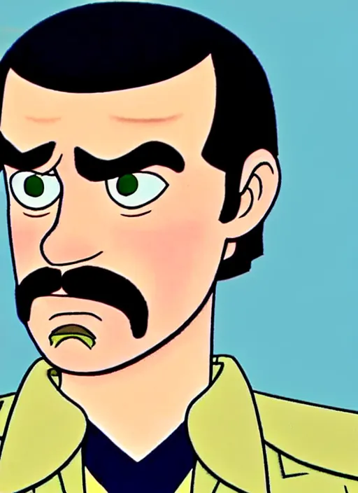 Image similar to still of jim hopper from stranger things : the animated series, cartoon screen capture ( 1 9 8 8 )