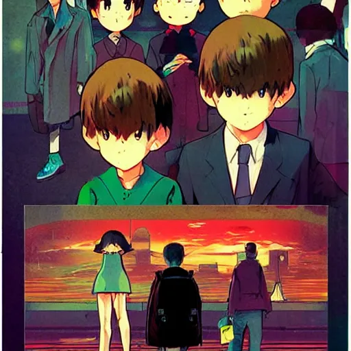 Prompt: vintage poster art concepts for earthbound by trending pixiv fanbox, acrylic palette knife, style of makoto shinkai takashi takeuchi yoshiyuki