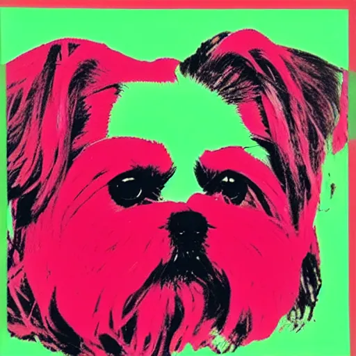 Image similar to a shih tzu, by Andy Warhol