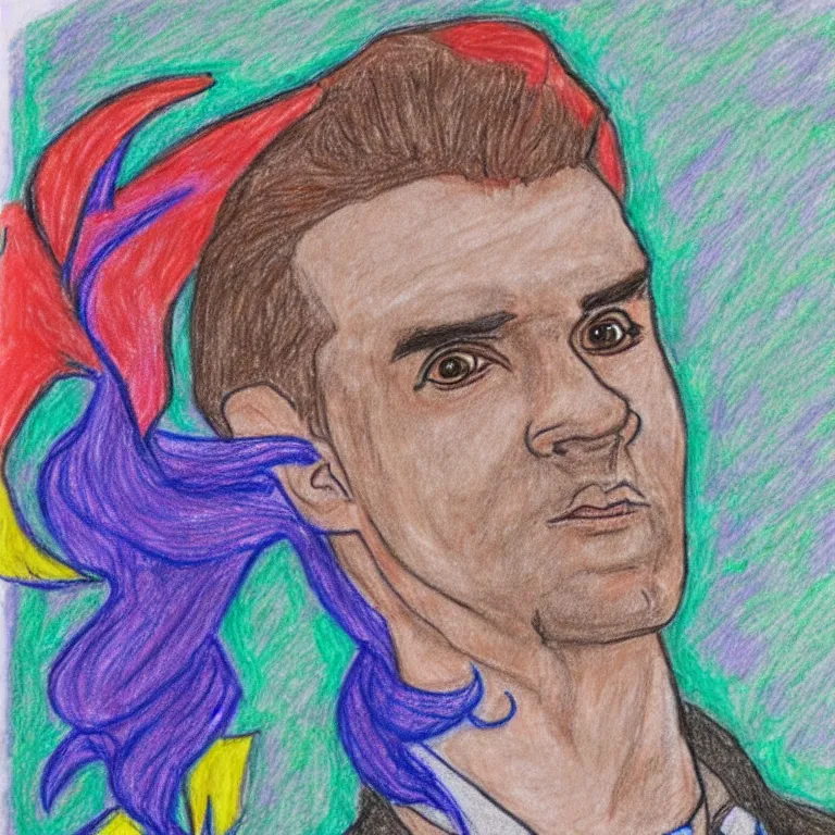 Prompt: jordan peterson drawn by a my little pony fan, crayon on paper