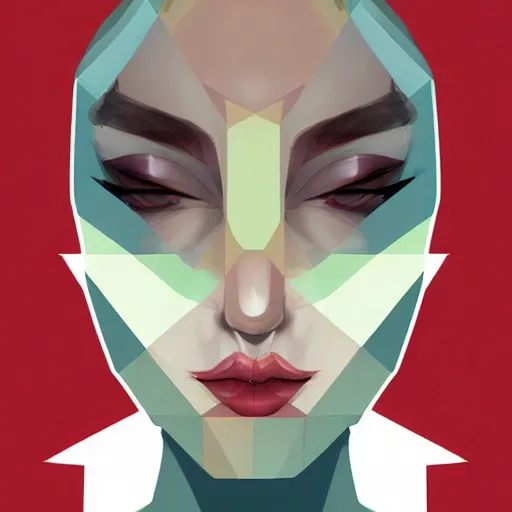 Prompt: face portrait of a woman inspired by lois van baarle, honeycomb on face, polygon