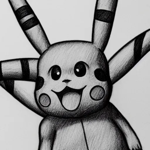 Prompt: ultra detailed hyperrealistic anatomical pencil sketch drawings of Pikachu