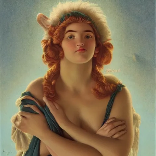 Prompt: a vintage portrait painting of a gentleman half ogre half man, art by john william godward and anna dittman and artgerm