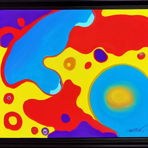 Image similar to peter max painting of coronavirus