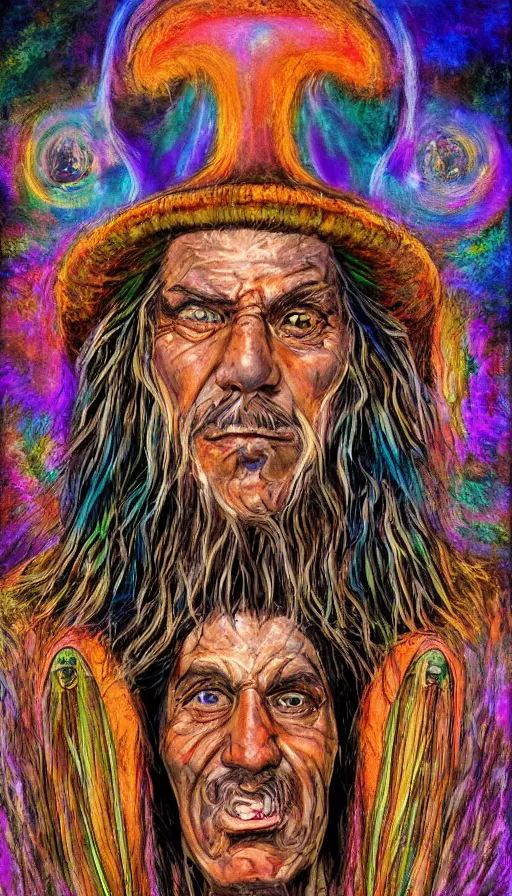 Image similar to portrait of a digital shaman, by ed roth