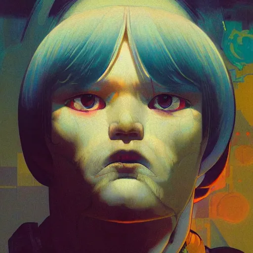 Image similar to prompt : soviet doomer portrait soft light painted by james jean and katsuhiro otomo and erik jones, inspired by akira anime, smooth face feature, intricate oil painting, high detail illustration, sharp high detail, manga and anime 1 9 9 9