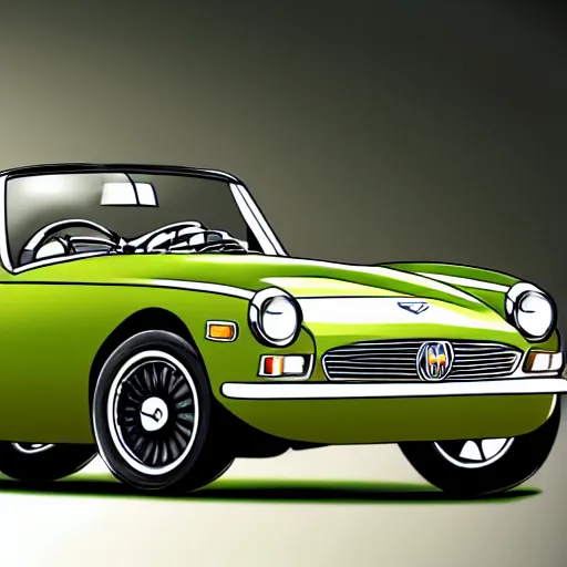 Image similar to illustration of a vintage mgb as an autobot