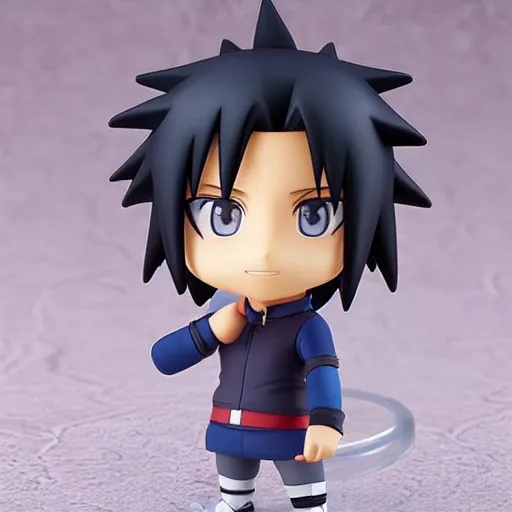 Prompt: high quality portrait flat matte painting of cute Uchiha Sasuke in the style of nendoroid and Toon naruto , flat anime style, thick painting, medium close-up