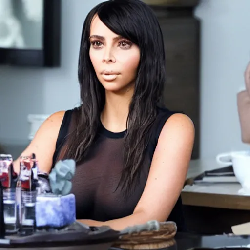 Prompt: A Still of Kim Kardashian as Bel Powley