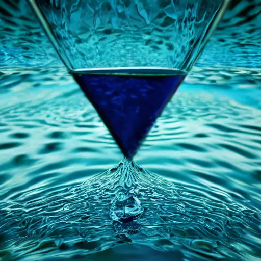 Prompt: water artwork manipulation inside the shape of a triangle, ray tracing, realistic water, focus, long shot, 8 k resolution, cinematic, frostbite 3 render, water art photoshop