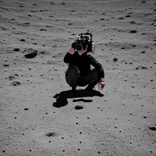 Prompt: an slav squatting on the surface of the moon, 🌕, canon eos r 3, f / 1. 4, iso 2 0 0, 1 / 1 6 0 s, 8 k, raw, unedited, symmetrical balance, wide angle