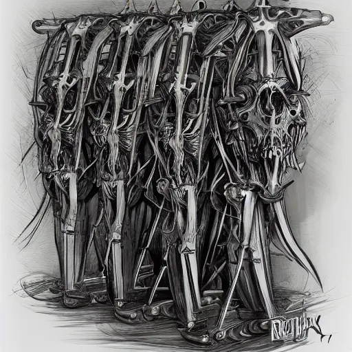 Prompt: bearded corps by rutkowsky and giger in opened rack, servers in data center, concept art, digital art, masterpiece