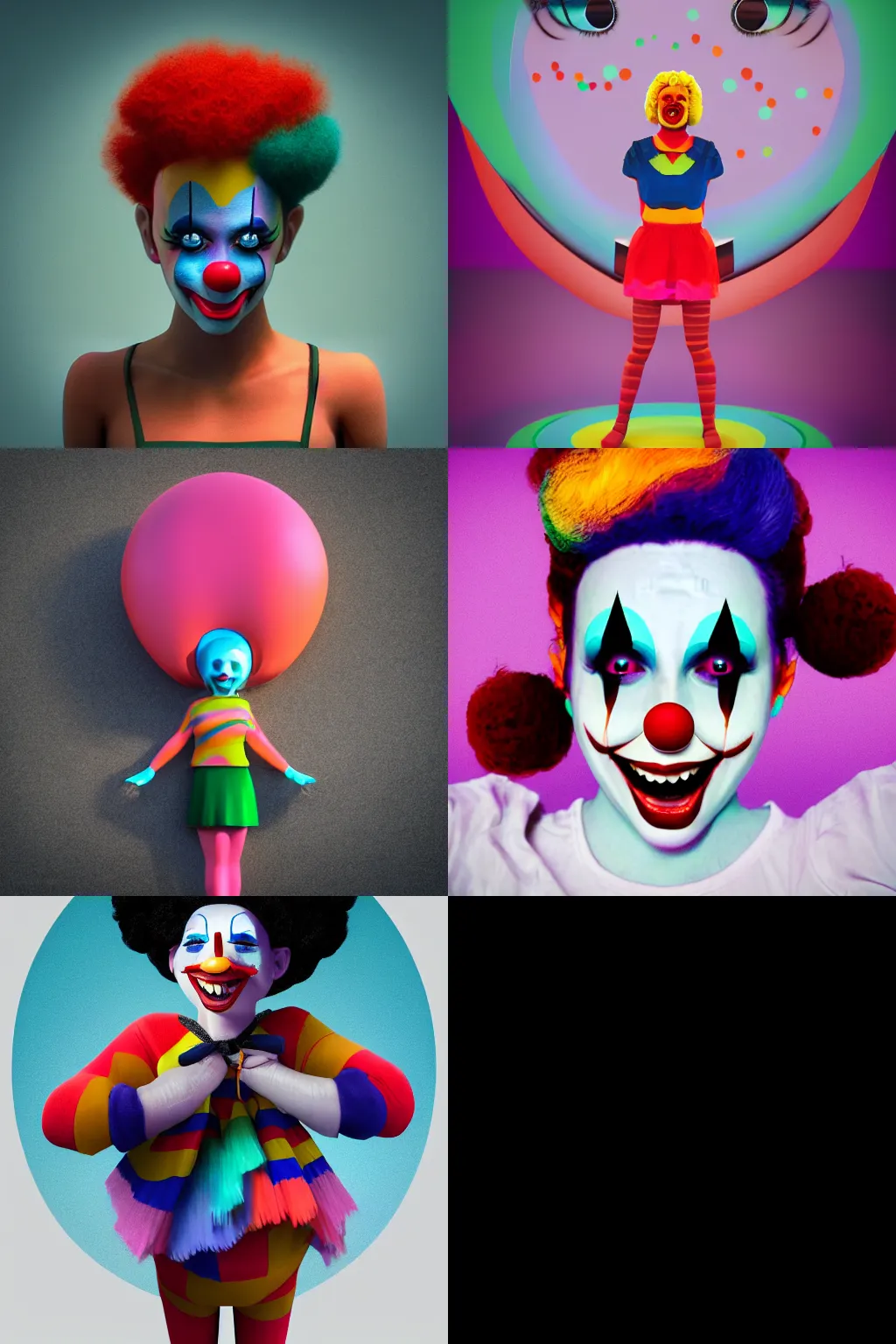 Prompt: clown girl in the style of beeple