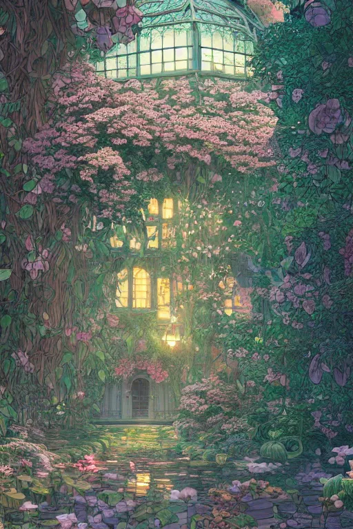 Prompt: a beautiful hyperdetailed illustration of absolutely beautiful blooming flower house alone, perfectly shaded, atmospheric lighting, style of studio ghibli, makoto shinkai, raphael lacoste, louis comfort tiffany, artgerm, james jean, victo ngai, ross tran, chinese style