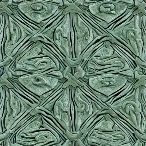 Image similar to thin lines, fractals, lichen macro, crenelated, serpentine twisty maze, carved soapstone ceiling relief paneling white and pale green