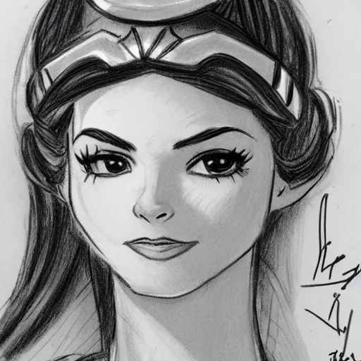 Image similar to milt kahl sketch of victoria justice as princess padme from star wars episode 3