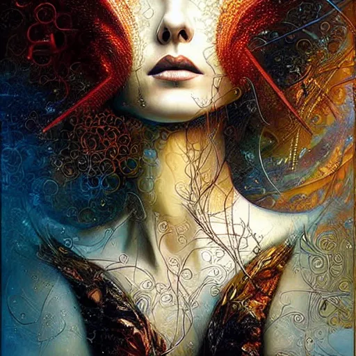 Image similar to The digital shopper, intricate digital electronic patterns, art by Karol Bak