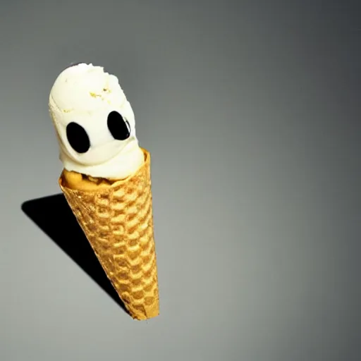 Prompt: a portrait of ghostface scream movie as a scoop of ice cream in a cone