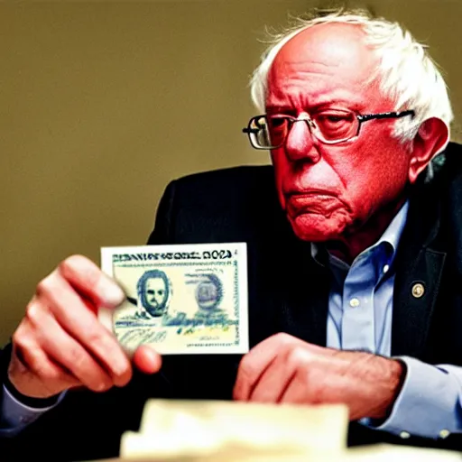 Prompt: Bernie sanders on a $50 bill