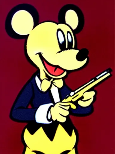 Image similar to an anthropomorphic mouse holding a shotgun, art by walt disney