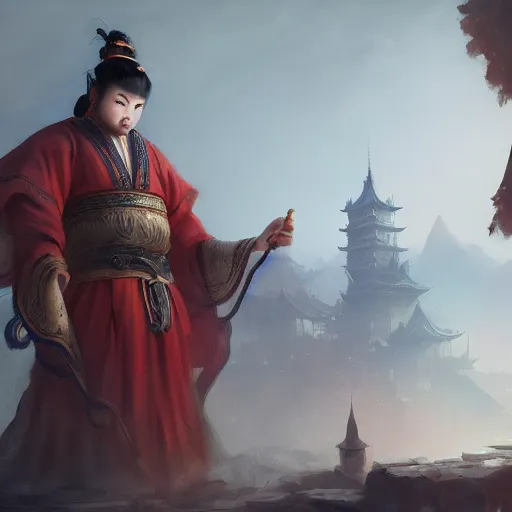 Image similar to beautiful render of tang dynasty, andreas rocha and greg rutkowski, trending on artstation, unreal engine, 8 k hd wallpaperjpeg artifact, blur, artfact