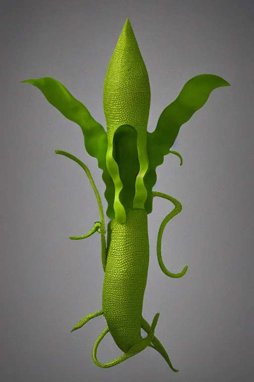 Image similar to ! dream 3 d render by daniel arsham of a long melting solid gold venus fly trap