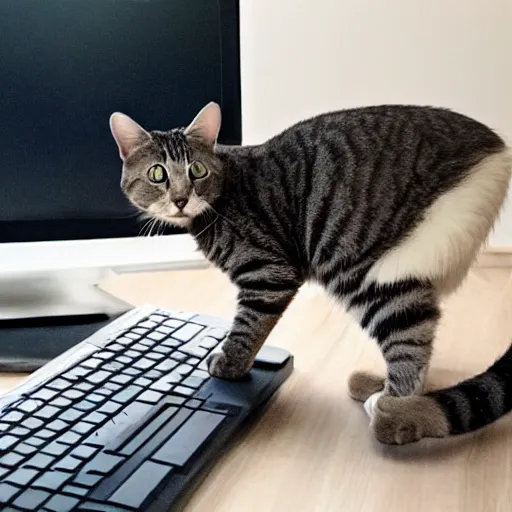 Image similar to cat is working on computer