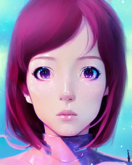 Prompt: portrait Anime space cadet girl Anna Lee Fisher anime cute-fine-face, pretty face, realistic shaded Perfect face, fine details. Anime. realistic shaded lighting by Ilya Kuvshinov Giuseppe Dangelico Pino and Michael Garmash and Rob Rey, IAMAG premiere, aaaa achievement collection, elegant freckles, pink hair, neon hologram, fabulous, daily deviation, annual award winner