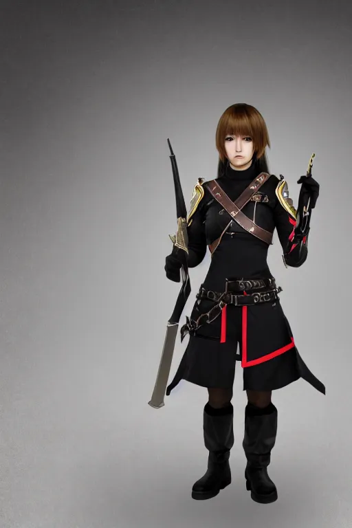 Image similar to a beautiful female guard from final fantasy showing the